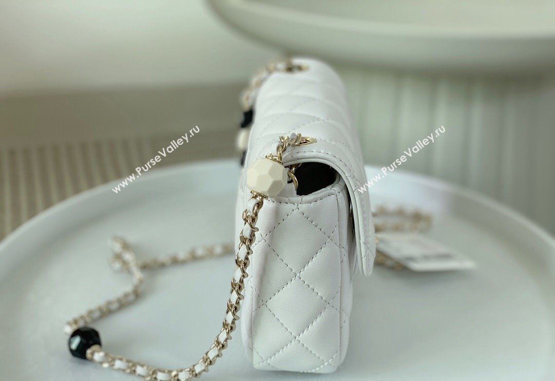 Chanel Lambskin Mini Flap Bag with Enamel Heart Charm AS3782 White 2023 TOP (SM-240117052)