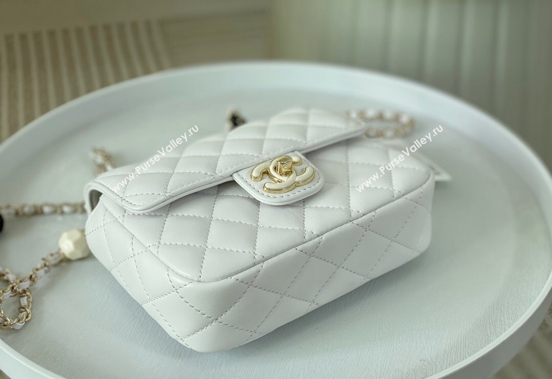 Chanel Lambskin Mini Flap Bag with Enamel Heart Charm AS3782 White 2023 TOP (SM-240117052)