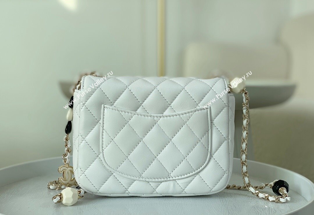 Chanel Lambskin Mini Flap Bag with Enamel Heart Charm AS3782 White 2023 TOP (SM-240117052)