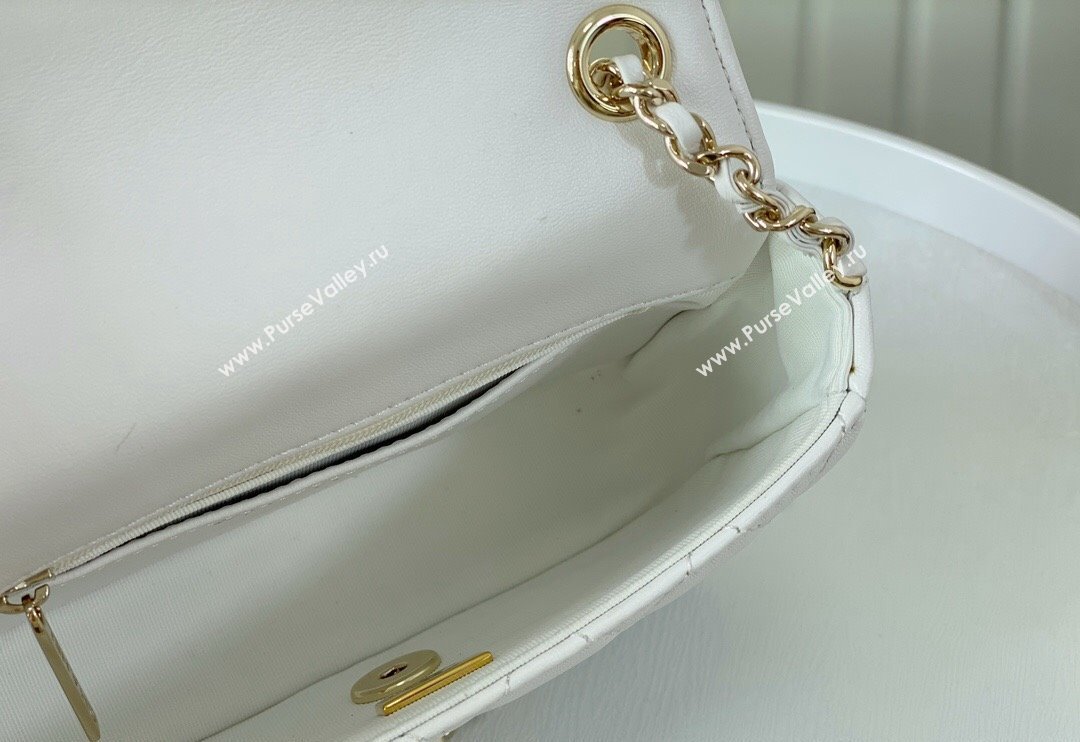 Chanel Lambskin Mini Flap Bag with Enamel Heart Charm AS3782 White 2023 TOP (SM-240117052)