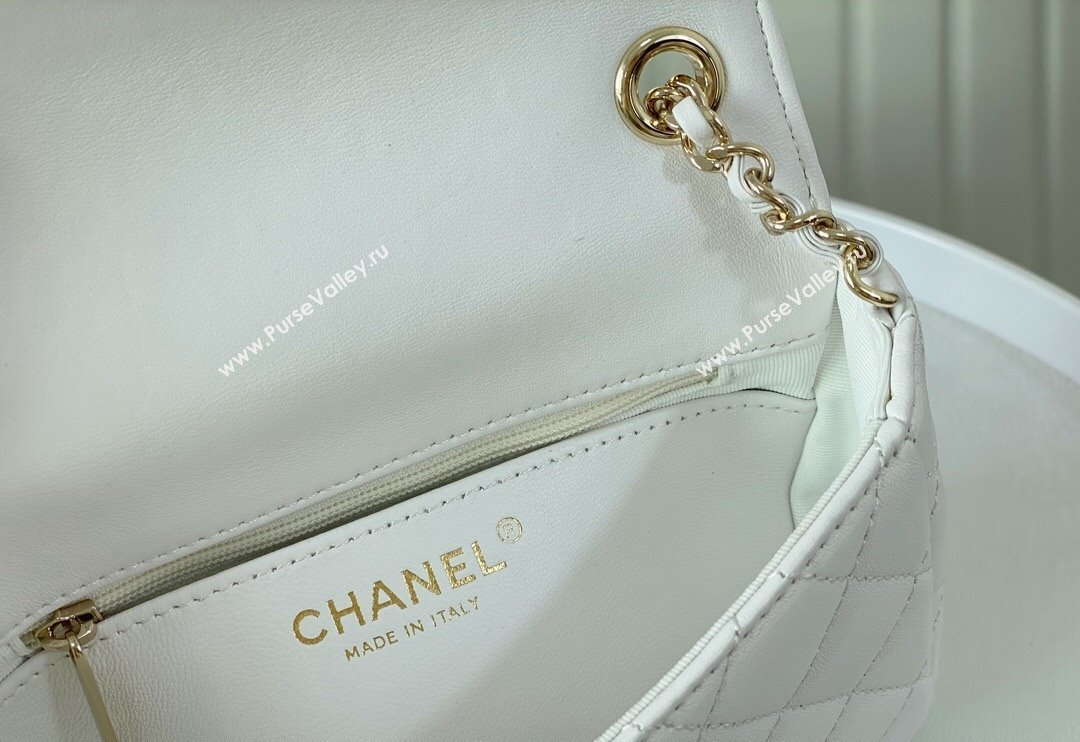 Chanel Lambskin Mini Flap Bag with Enamel Heart Charm AS3782 White 2023 TOP (SM-240117052)