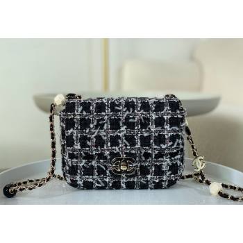 Chanel Tweed Mini Flap Bag with Enamel Heart Charm AS3782 Black 2023 TOP (SM-240117053)