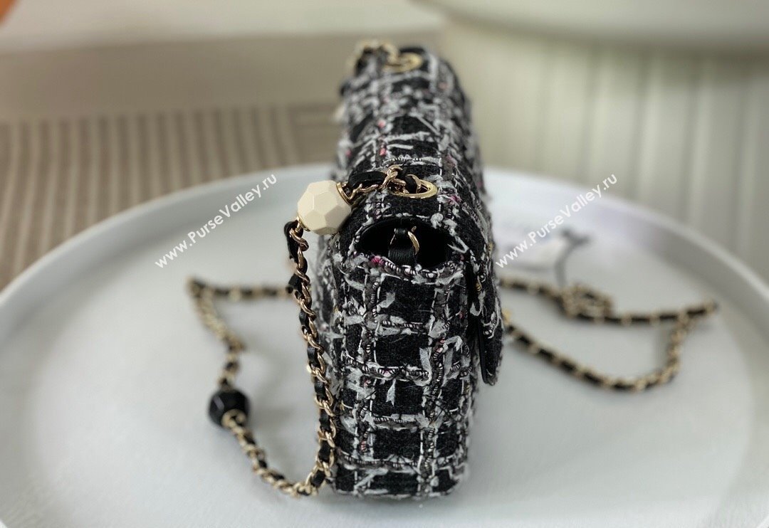 Chanel Tweed Mini Flap Bag with Enamel Heart Charm AS3782 Black 2023 TOP (SM-240117053)