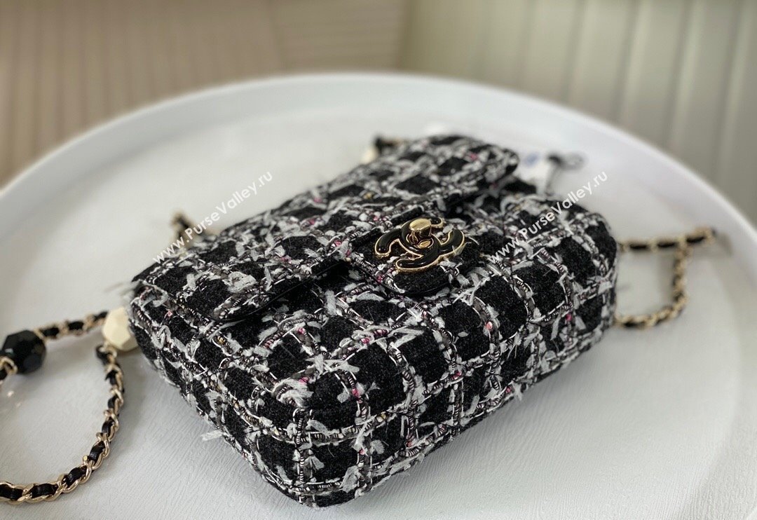 Chanel Tweed Mini Flap Bag with Enamel Heart Charm AS3782 Black 2023 TOP (SM-240117053)