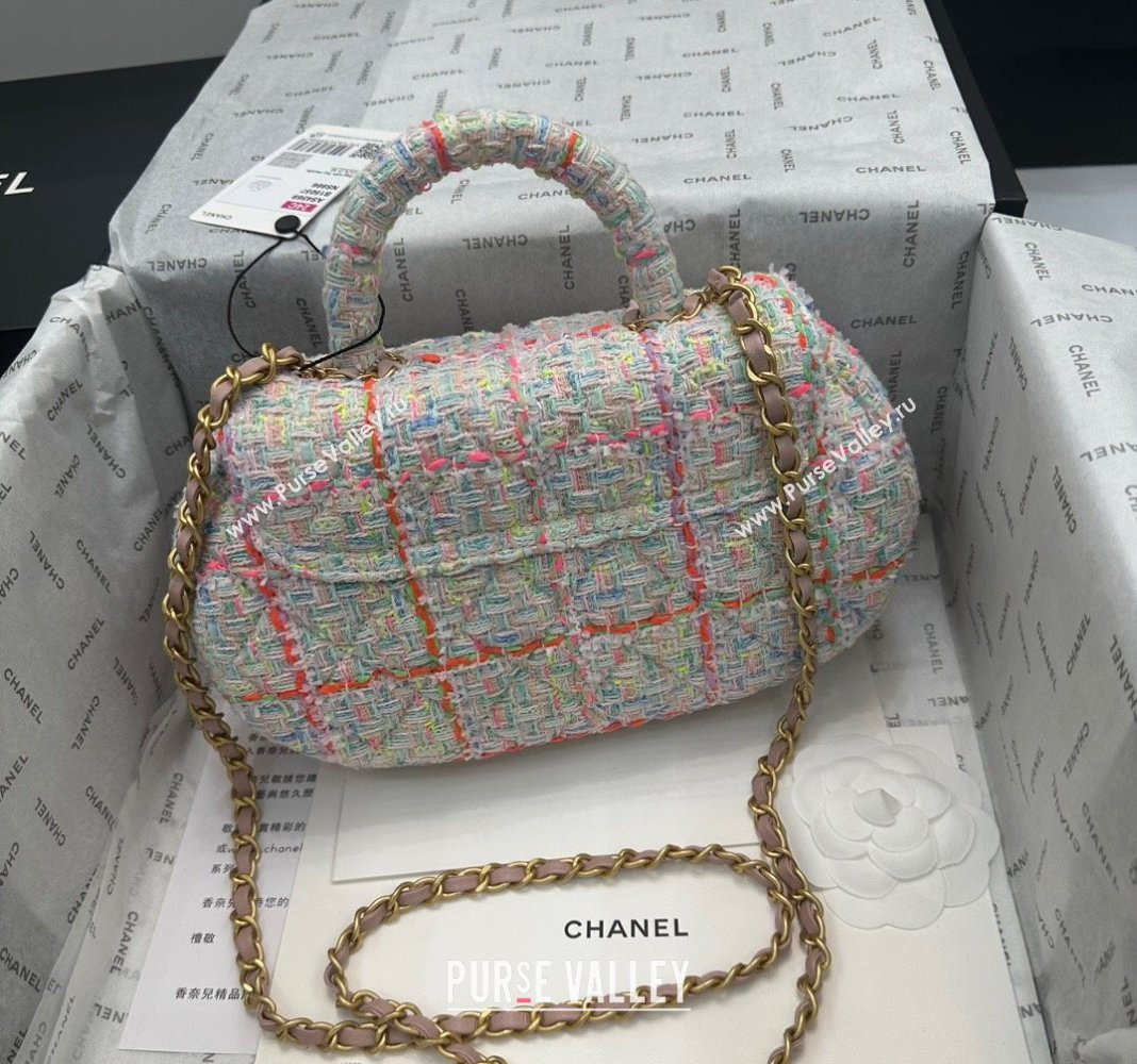 Chanel Tweed Bag with Top Handle AS4569 White/Multicolor 2024 (yezi-240116019)