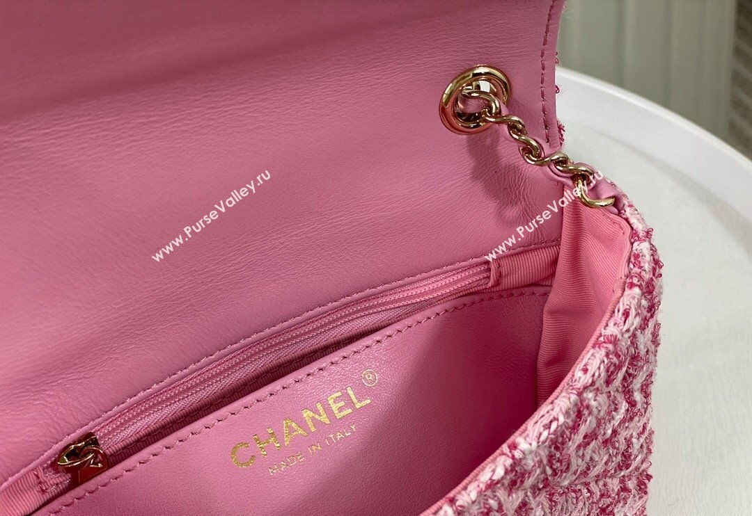 Chanel Tweed Mini Flap Bag with Enamel Heart Charm AS3782 Purple 2023 TOP (SM-240117054)