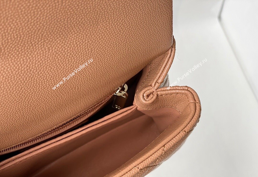 Chanel Grained Calfskin Mini Flap Bag with Top Handle AS2215 Brown Leather 2024 (SM-240117055)