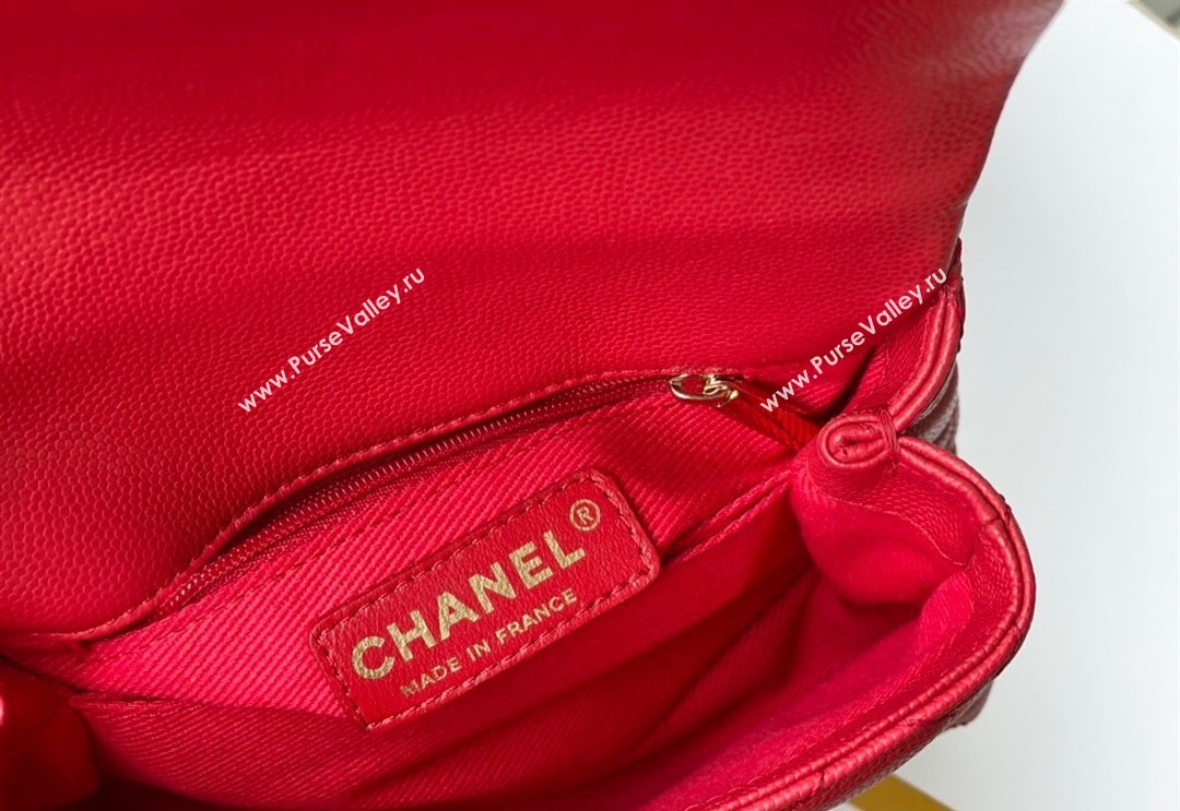 Chanel Grained Calfskin Mini Flap Bag with Top Handle AS2215 Red 2024 (SM-240117056)