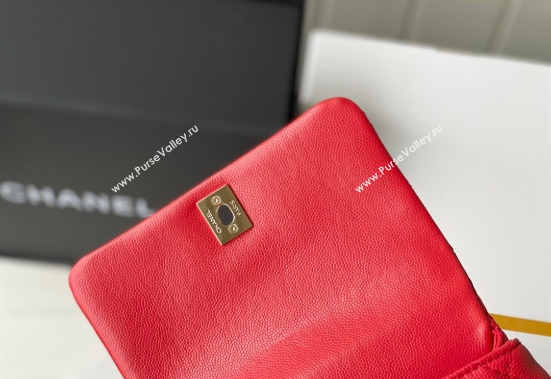 Chanel Grained Calfskin Mini Flap Bag with Top Handle AS2215 Red 2024 (SM-240117056)