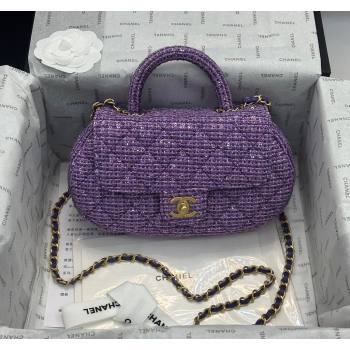 Chanel Tweed Sequins Bag with Top Handle AS4569 Purple 2024 (yezi-240116020)