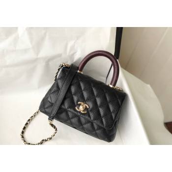 Chanel Grained Calfskin Mini Flap Bag with Top Handle AS2215 Black/Brown 2024 (SM-240117057)