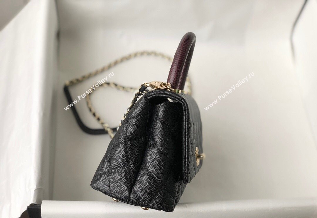 Chanel Grained Calfskin Mini Flap Bag with Top Handle AS2215 Black/Brown 2024 (SM-240117057)