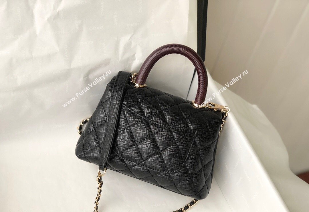 Chanel Grained Calfskin Mini Flap Bag with Top Handle AS2215 Black/Brown 2024 (SM-240117057)