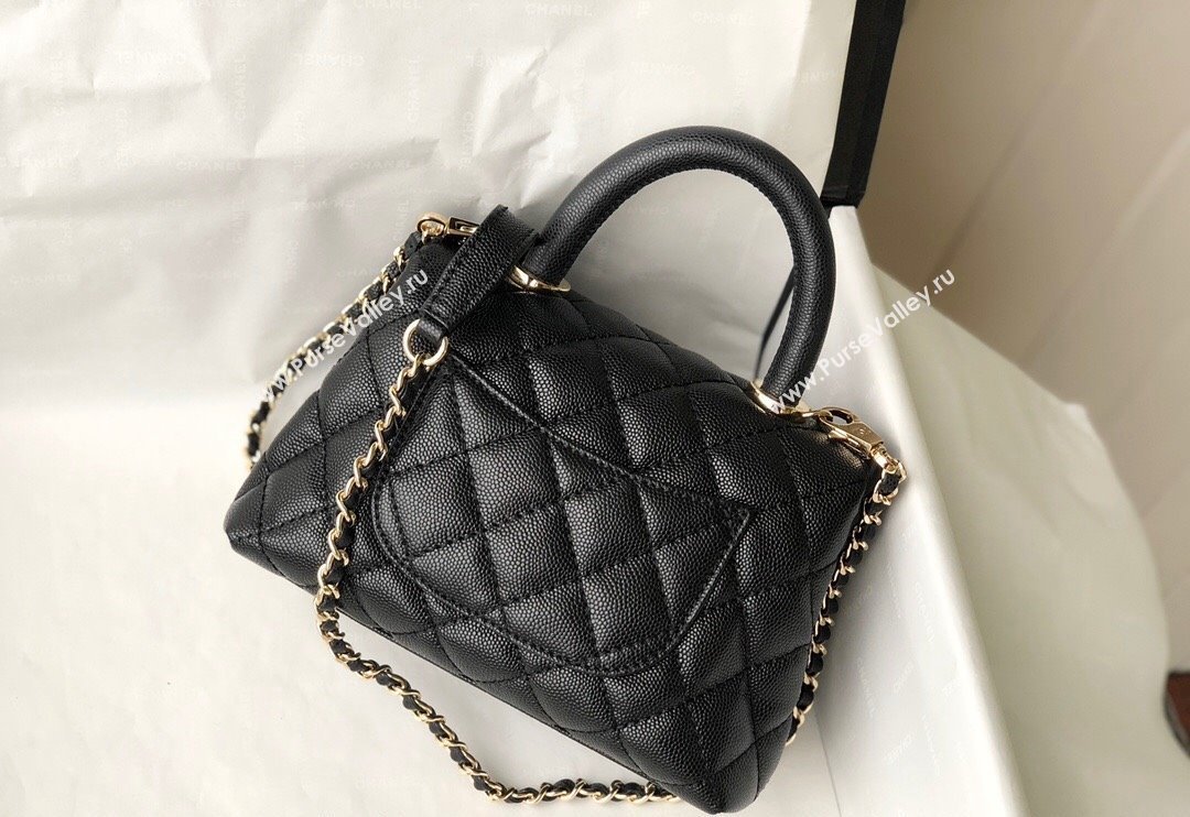 Chanel Grained Calfskin Mini Flap Bag with Top Handle AS2215 Black 2024 (SM-240117061)