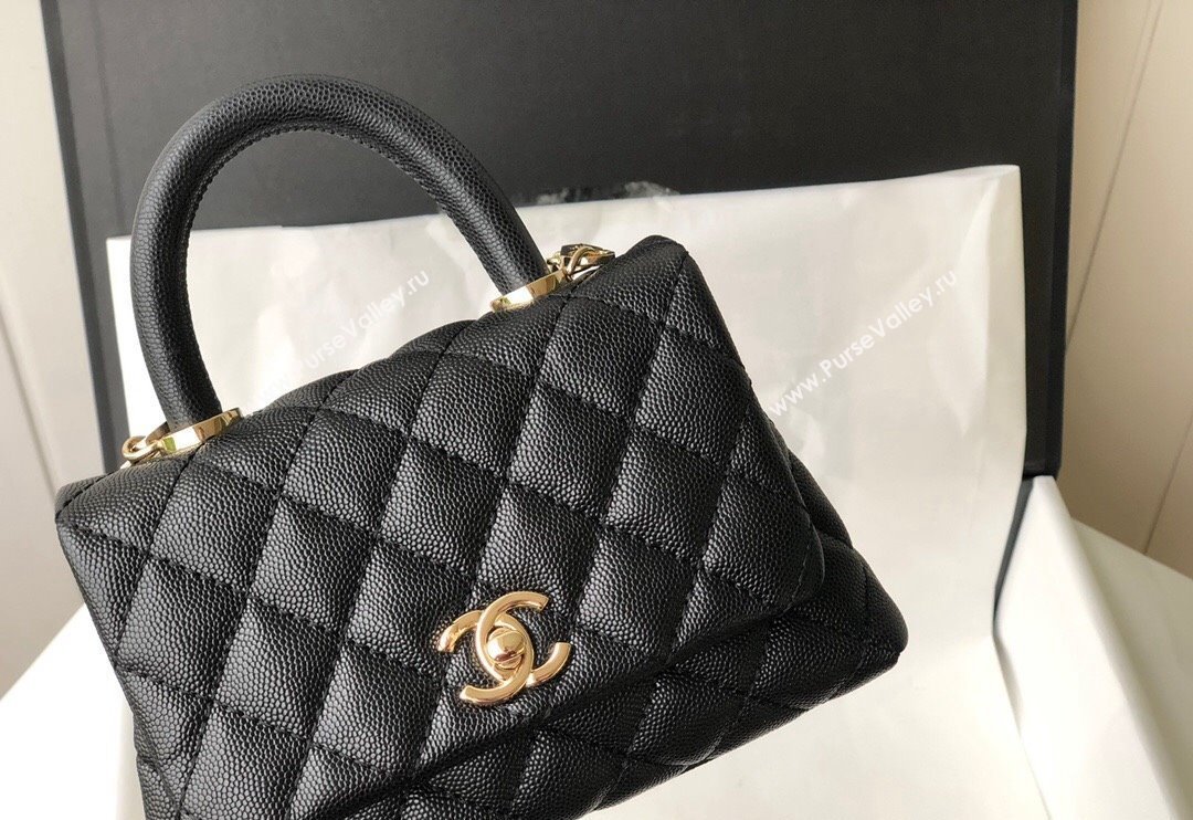 Chanel Grained Calfskin Mini Flap Bag with Top Handle AS2215 Black 2024 (SM-240117061)