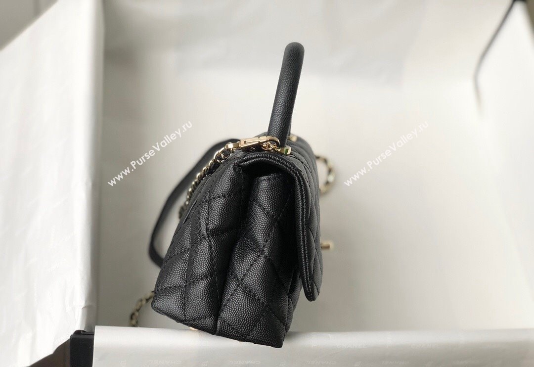 Chanel Grained Calfskin Mini Flap Bag with Top Handle AS2215 Black 2024 (SM-240117061)