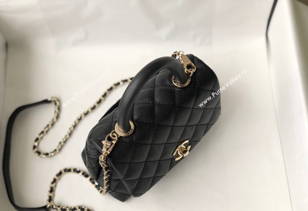 Chanel Grained Calfskin Mini Flap Bag with Top Handle AS2215 Black 2024 (SM-240117061)