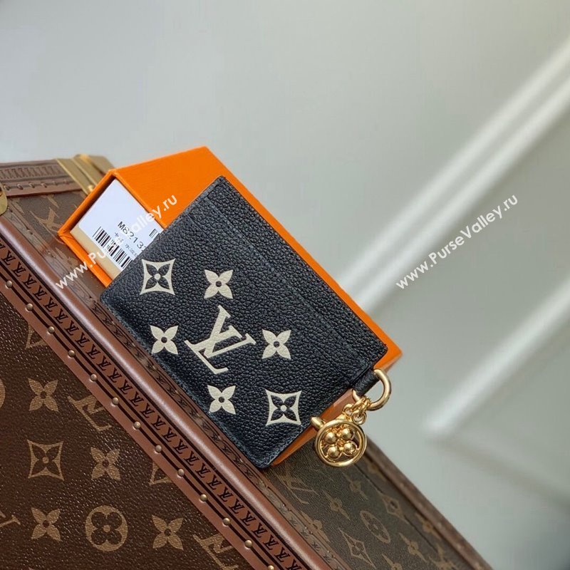 Louis Vuitton LV Charms Card Holder in Bicolor Grained Leather Black/Beige M82132 2024 (KI-240117070)