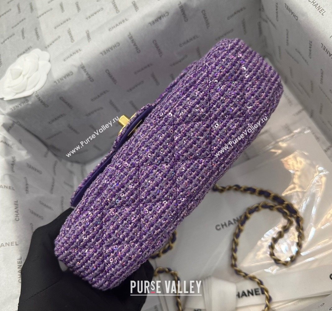 Chanel Tweed Sequins Bag with Top Handle AS4569 Purple 2024 (yezi-240116020)