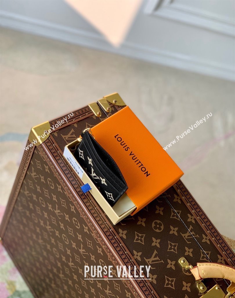 Louis Vuitton LV Charms Card Holder in Bicolor Grained Leather Black/Beige M82132 2024 (KI-240117070)