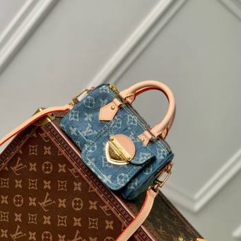 Louis Vuitton Nano Speedy Mini Bag in Blue Monogram Denim M82950 2024 (KI-240117088)