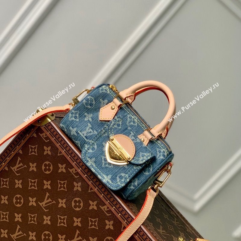 Louis Vuitton Nano Speedy Mini Bag in Blue Monogram Denim M82950 2024 (KI-240117088)