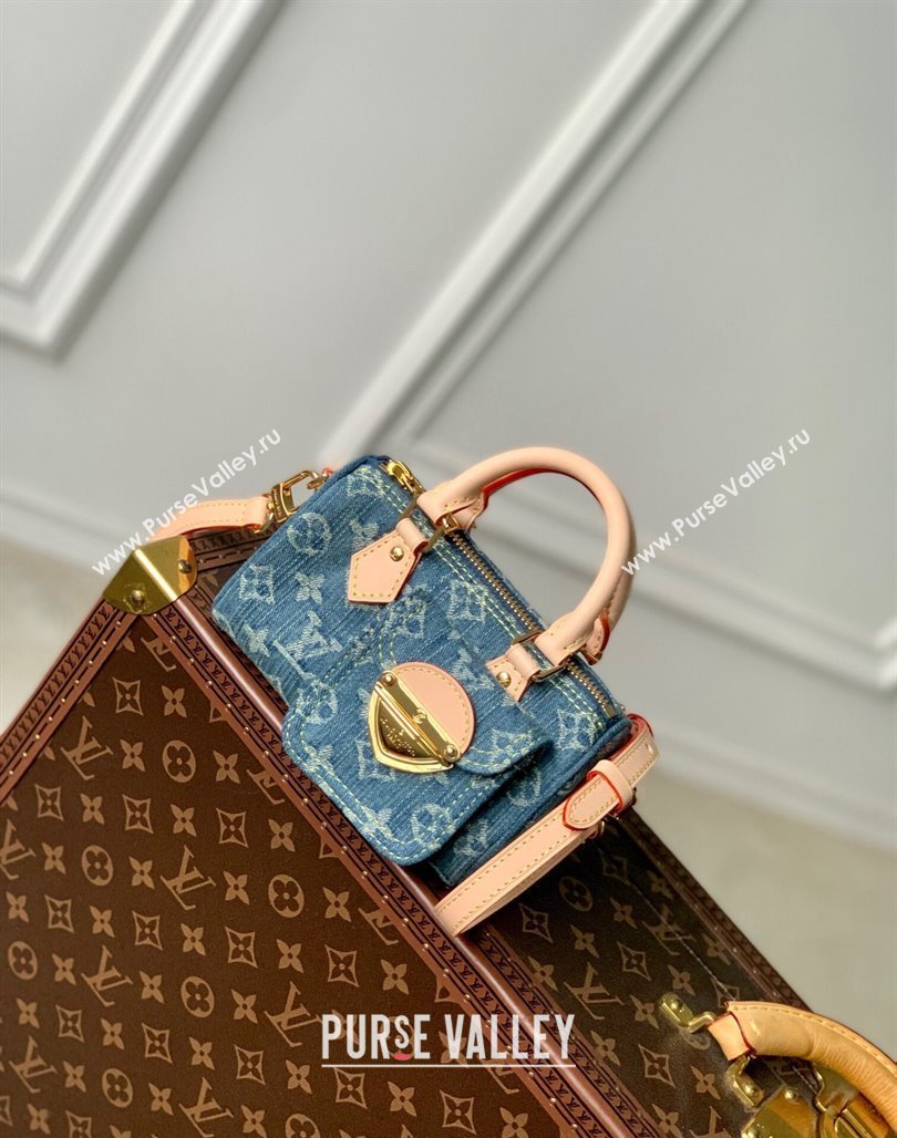 Louis Vuitton Nano Speedy Mini Bag in Blue Monogram Denim M82950 2024 (KI-240117088)