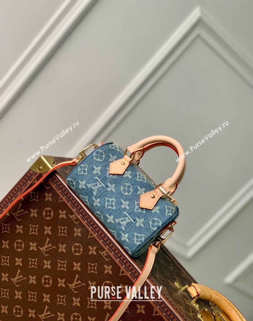 Louis Vuitton Nano Speedy Mini Bag in Blue Monogram Denim M82950 2024 (KI-240117088)