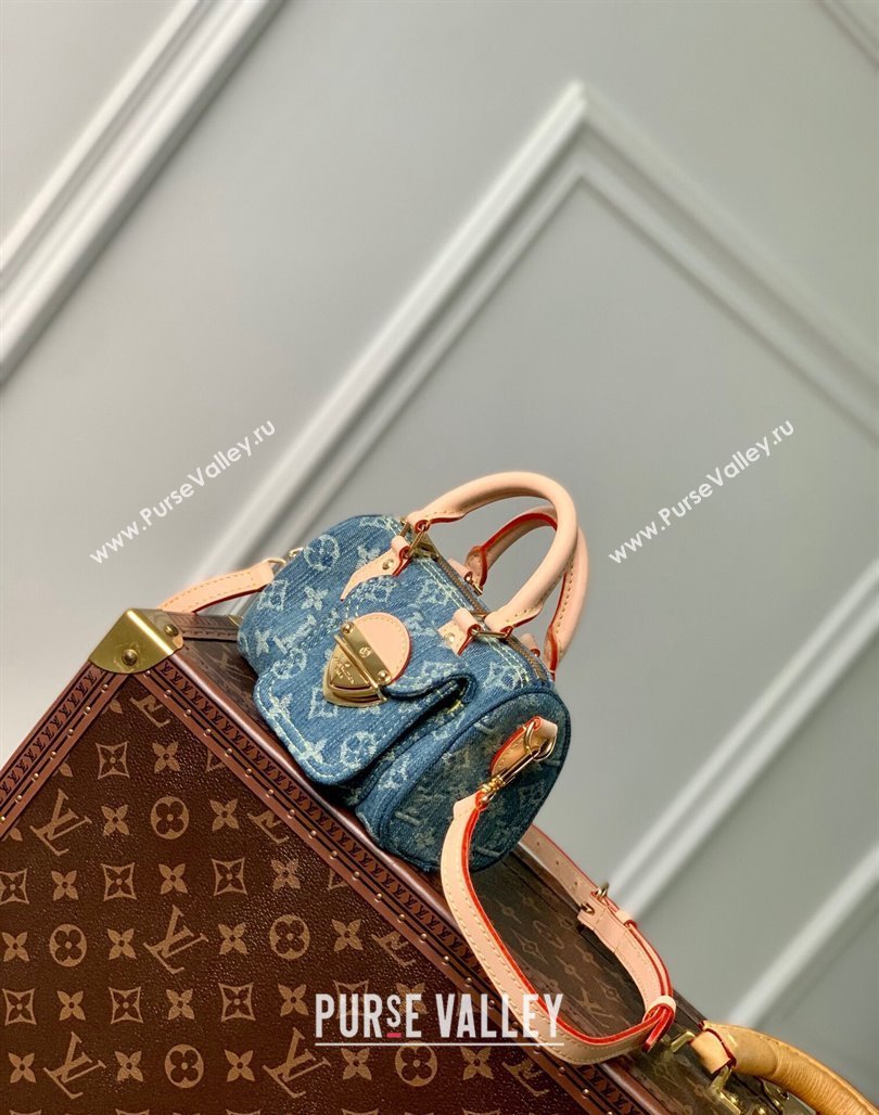 Louis Vuitton Nano Speedy Mini Bag in Blue Monogram Denim M82950 2024 (KI-240117088)