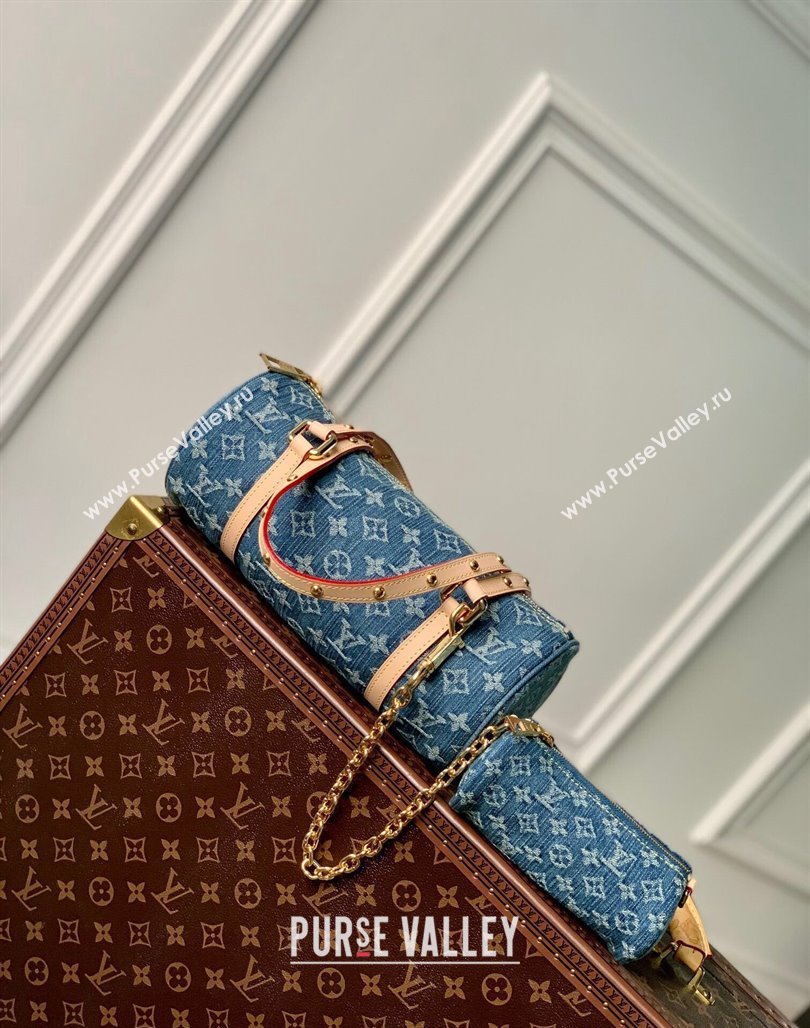 Louis Vuitton Papillon Rolling Bag in Blue Monogram Denim M46830 2024 (KI-240117092)