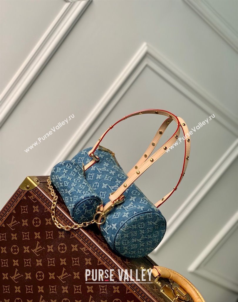 Louis Vuitton Papillon Rolling Bag in Blue Monogram Denim M46830 2024 (KI-240117092)