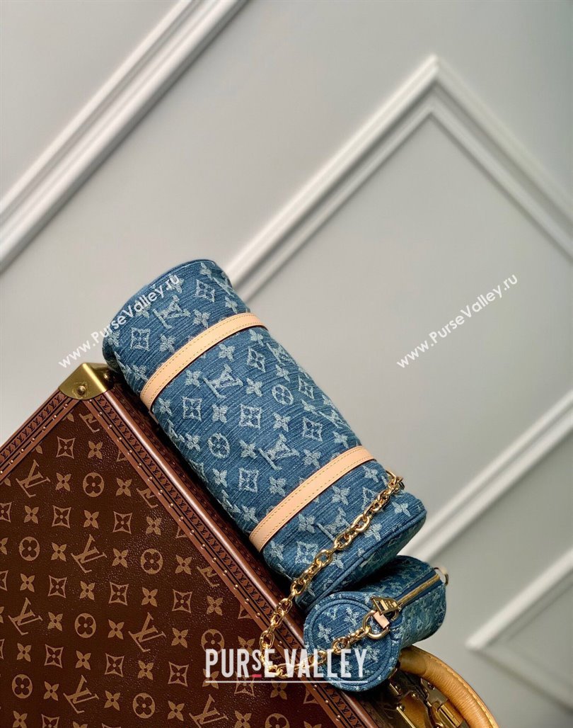 Louis Vuitton Papillon Rolling Bag in Blue Monogram Denim M46830 2024 (KI-240117092)