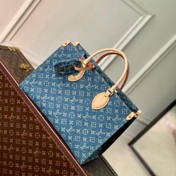 Louis Vuitton OnTheGo MM Tote Bag in Blue Monogram Denim M46871 2024 (KI-240117093)