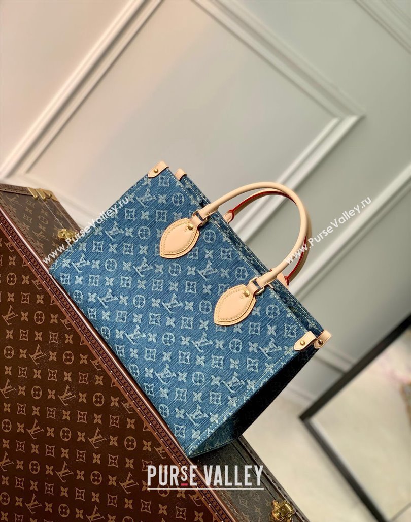 Louis Vuitton OnTheGo MM Tote Bag in Blue Monogram Denim M46871 2024 (KI-240117093)