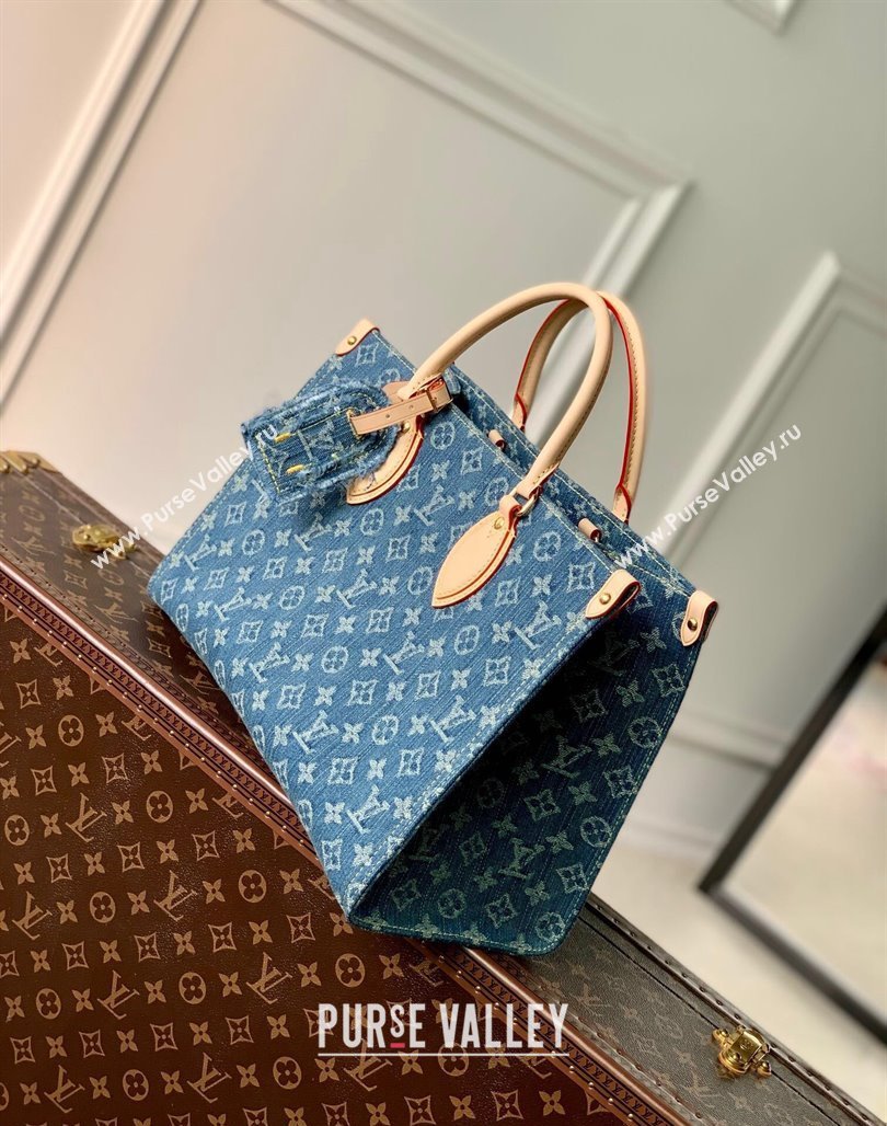 Louis Vuitton OnTheGo MM Tote Bag in Blue Monogram Denim M46871 2024 (KI-240117093)