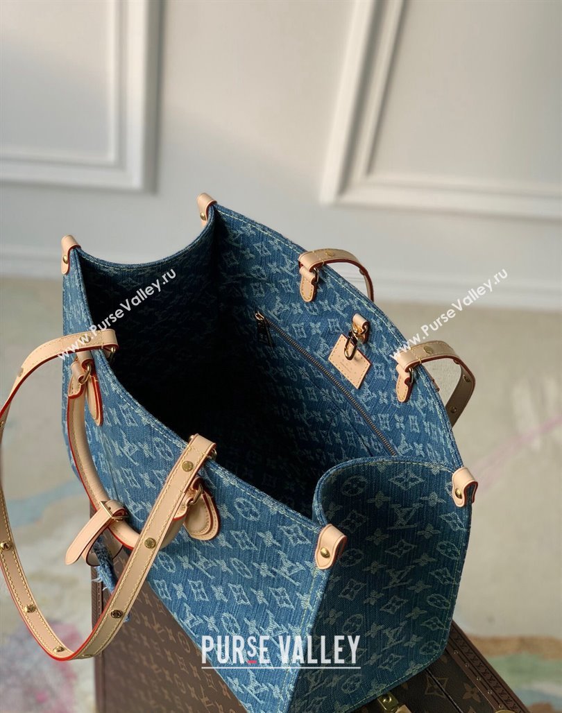 Louis Vuitton OnTheGo MM Tote Bag in Blue Monogram Denim M46871 2024 (KI-240117093)