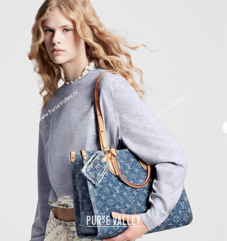 Louis Vuitton OnTheGo MM Tote Bag in Blue Monogram Denim M46871 2024 (KI-240117093)