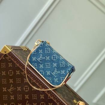 Louis Vuitton Mini Pochette Accessoires Bag On Chain in Blue Monogram Denim M82960 2024 (KI-240117095)