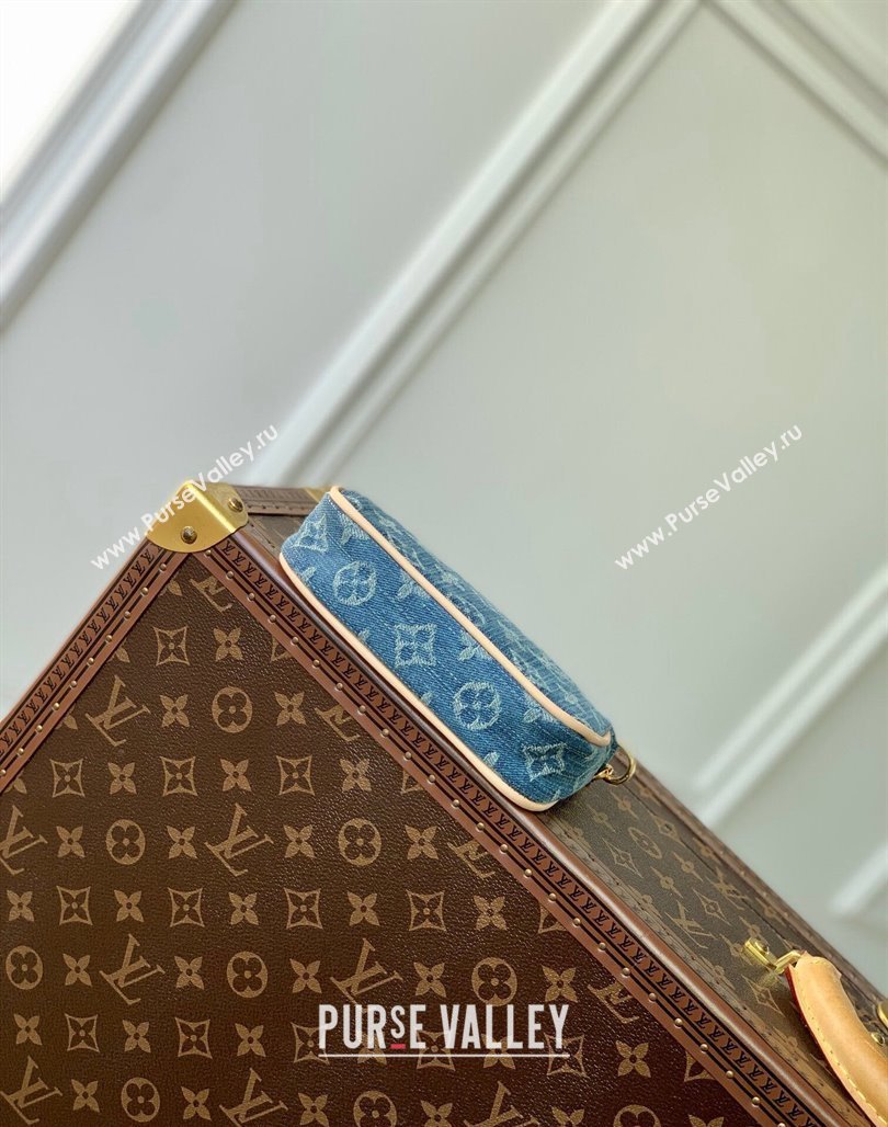 Louis Vuitton Mini Pochette Accessoires Bag On Chain in Blue Monogram Denim M82960 2024 (KI-240117095)