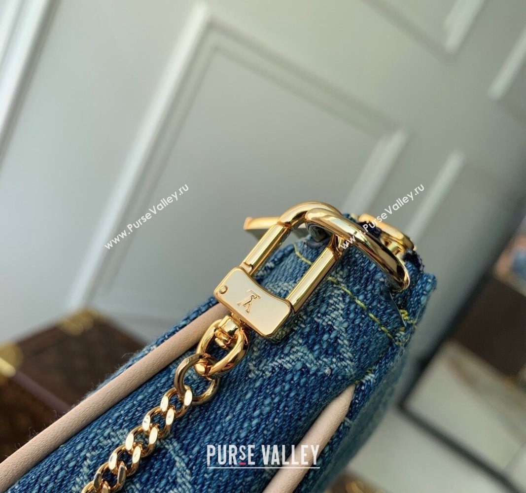 Louis Vuitton Mini Pochette Accessoires Bag On Chain in Blue Monogram Denim M82960 2024 (KI-240117095)