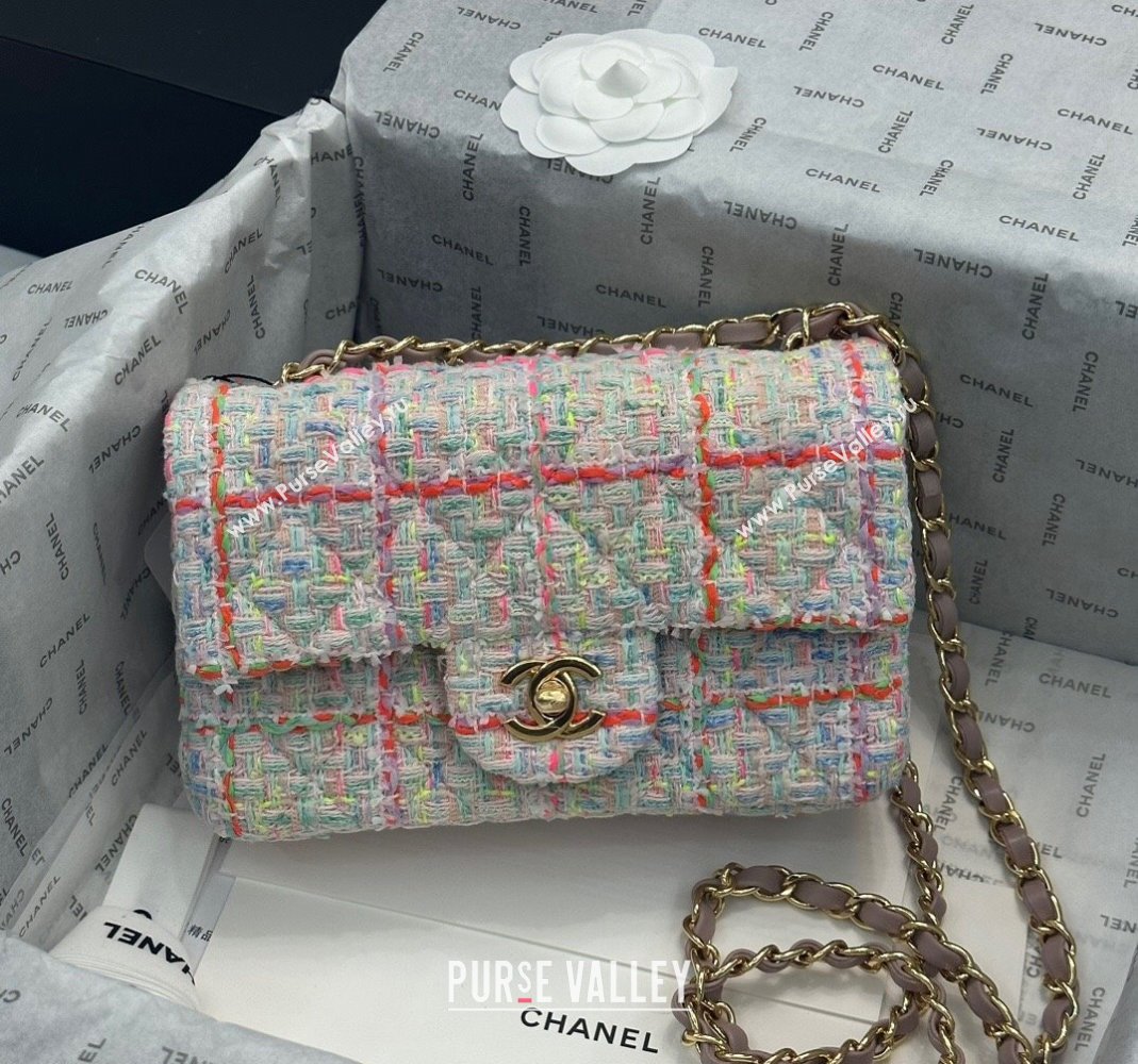 Chanel Classic Tweed Mini Flap Bag A69900 White/Multicolor 2024 0116 (yezi-240116021)