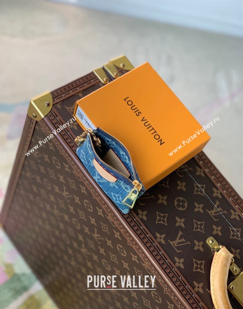 Louis Vuitton Key Pouch in Blue Monogram Denim M82961 2024 (KI-240117096)