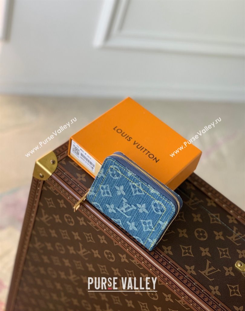 Louis Vuitton Zippy Coin Purse Wallet in Blue Monogram Denim M82957 2024 (KI-240117097)