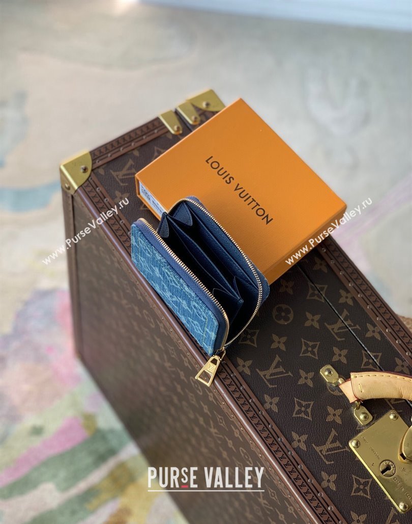 Louis Vuitton Zippy Coin Purse Wallet in Blue Monogram Denim M82957 2024 (KI-240117097)