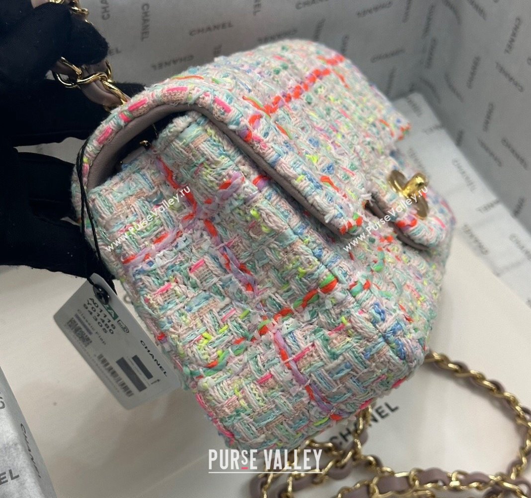 Chanel Classic Tweed Mini Flap Bag A69900 White/Multicolor 2024 0116 (yezi-240116021)