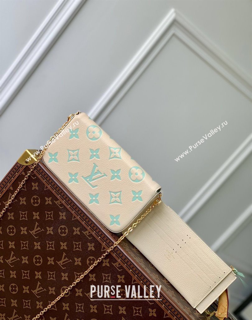 Louis Vuitton Felicie Pochette Chain Mini bag in Bicolor Monogram Leather M69977 Green 2024 (KI-240117099)