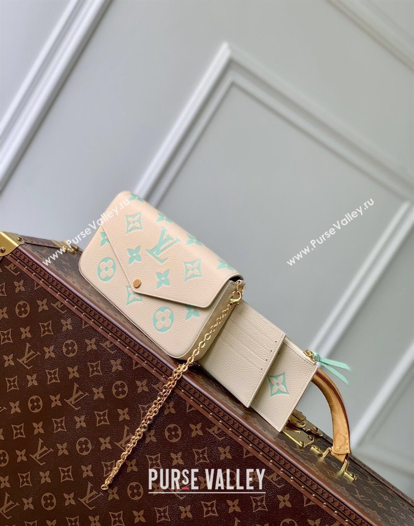 Louis Vuitton Felicie Pochette Chain Mini bag in Bicolor Monogram Leather M69977 Green 2024 (KI-240117099)