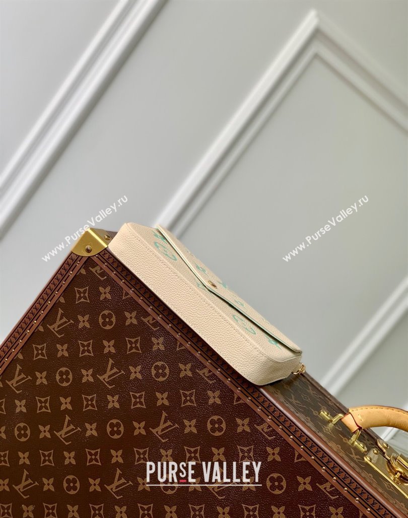 Louis Vuitton Felicie Pochette Chain Mini bag in Bicolor Monogram Leather M69977 Green 2024 (KI-240117099)