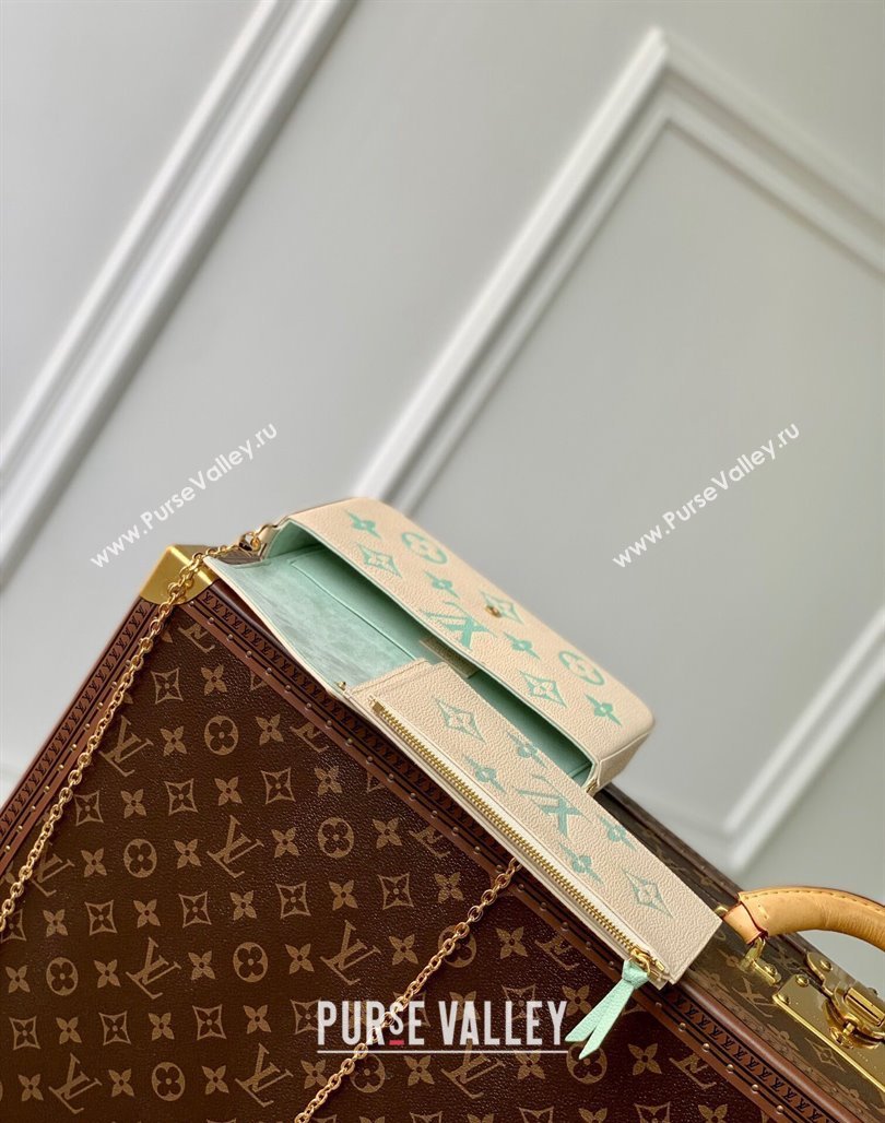 Louis Vuitton Felicie Pochette Chain Mini bag in Bicolor Monogram Leather M69977 Green 2024 (KI-240117099)