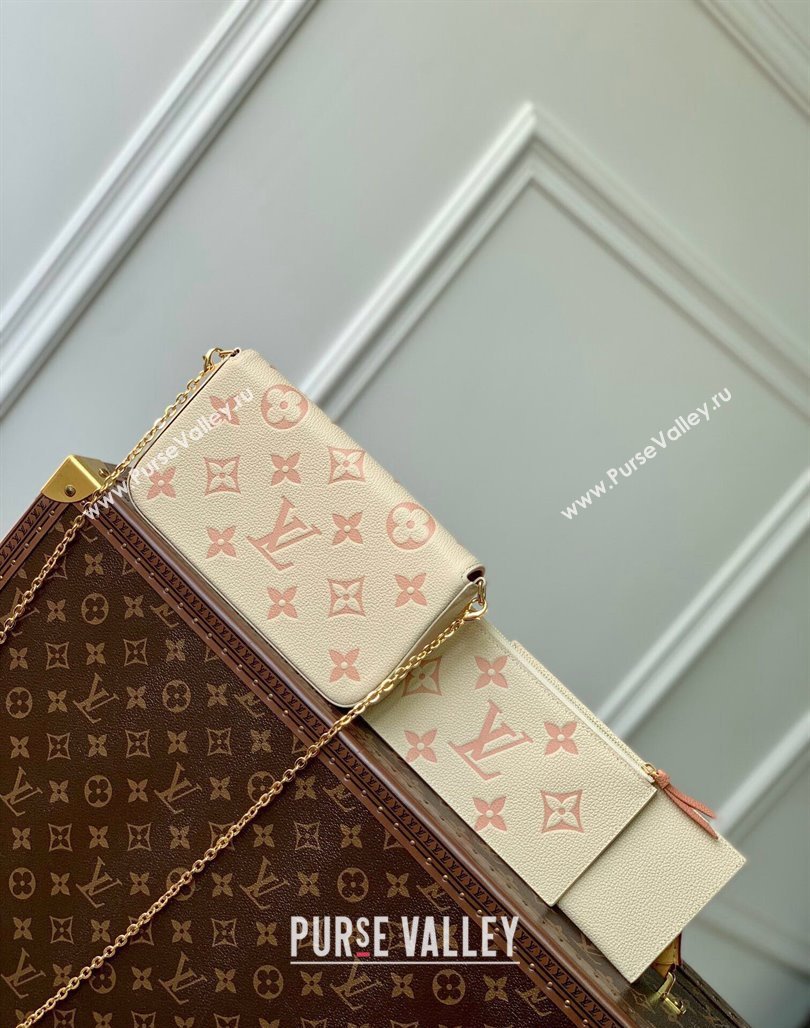 Louis Vuitton Felicie Pochette Chain Mini bag in Bicolor Monogram Leather M69977 Pink 2024 (KI-240117100)